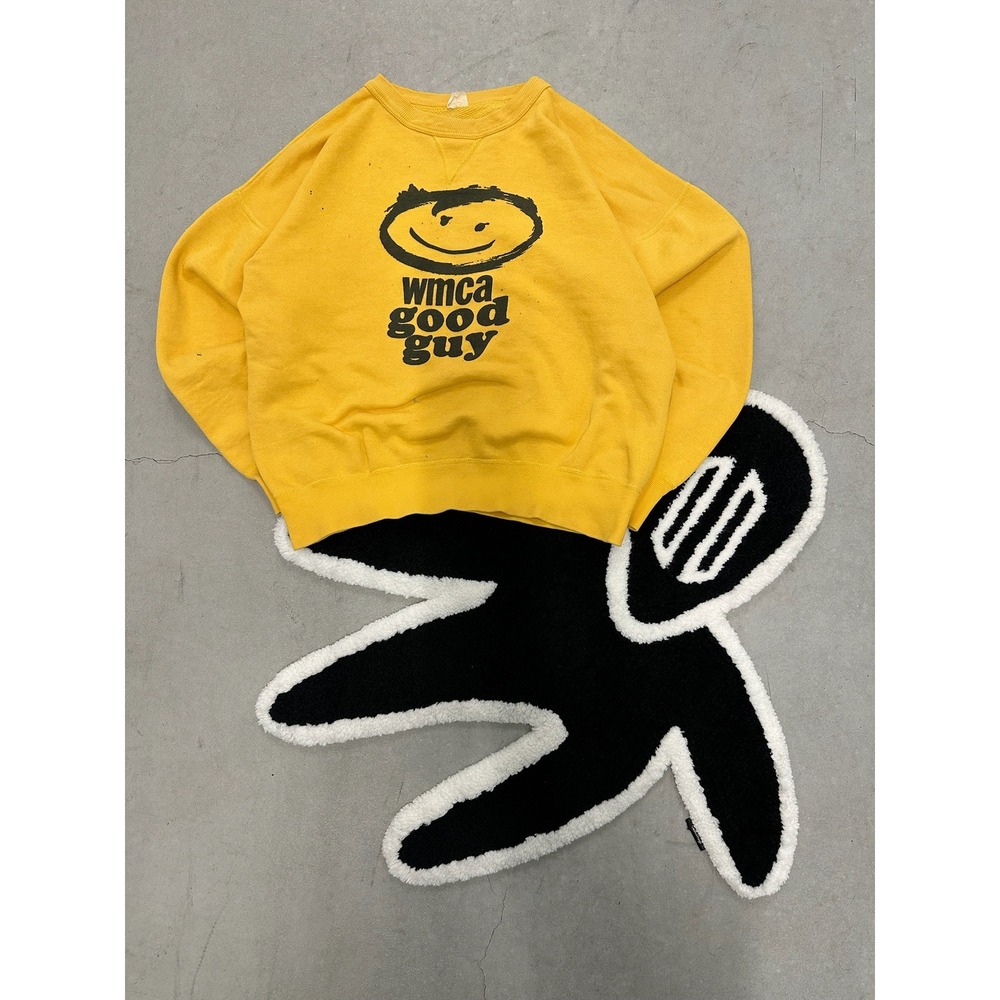 1960s VTG WMCA Good Guy Smiley Face Sweatshirt Mens Yellow Crewneck‎ Pullover